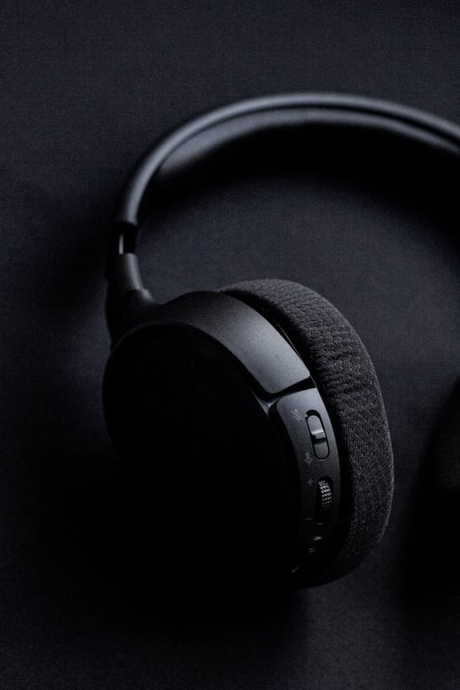 Headphones on Black Background